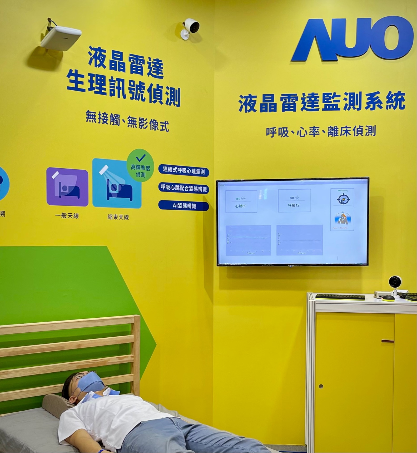 FUN88乐天颐康「无接触生理监测雷达」，免除传统线路与贴片束缚，精准侦测呼吸、心跳等重要生理讯号